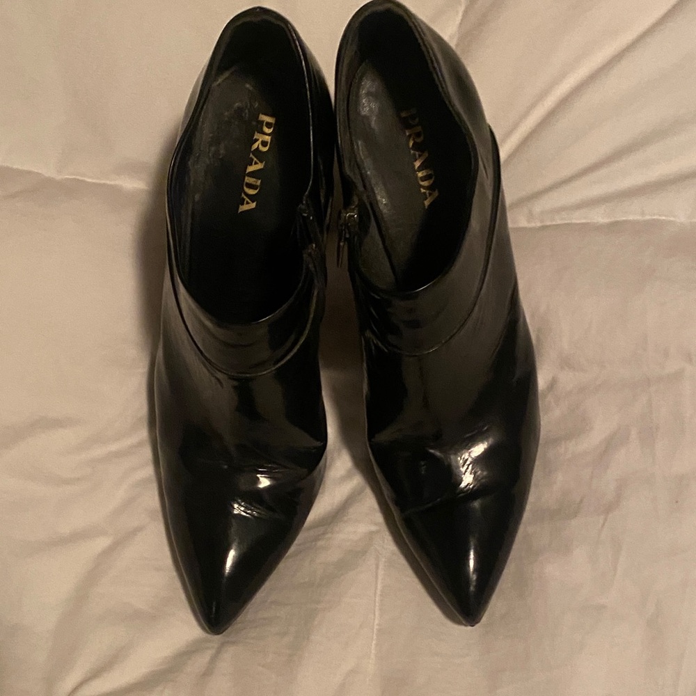 Prada Black Patent Ankle Booties